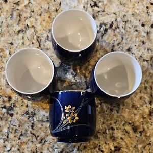 Blue and Yellow Decorative Dining Mugs Set